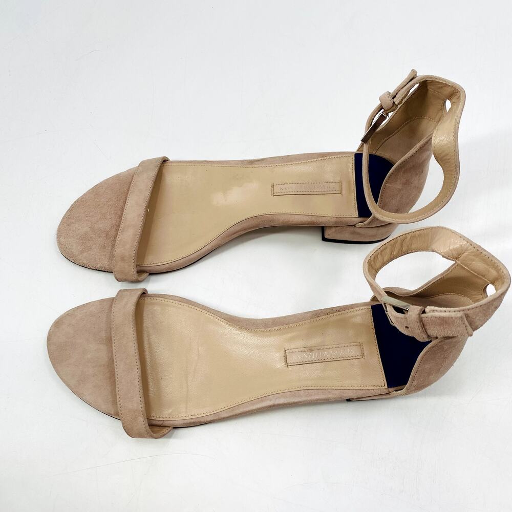Stuart Weitzman 8.5 Pink Suede Block Heel Sandals - image 2